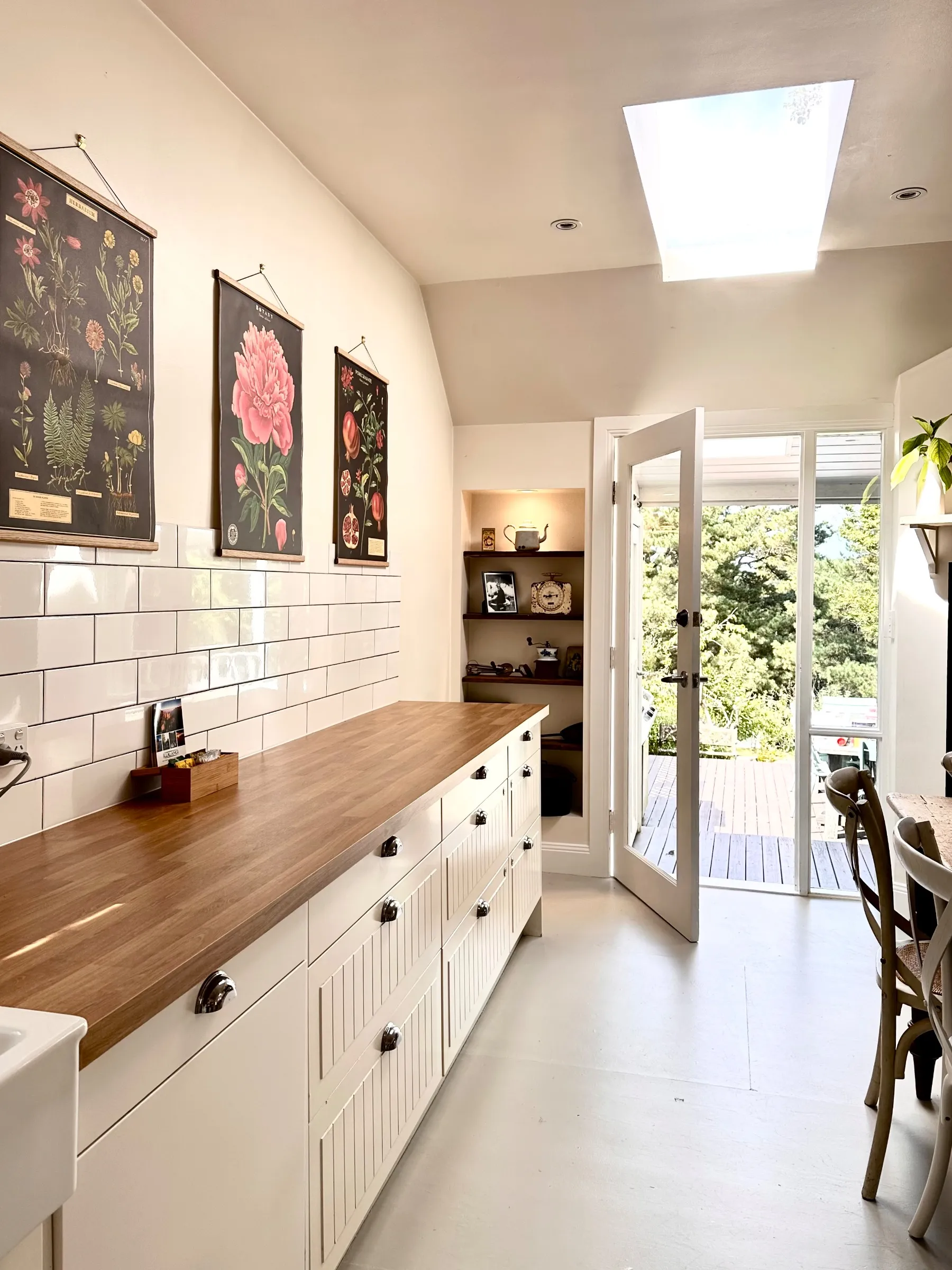 Kitchen bench-top and view to the garden