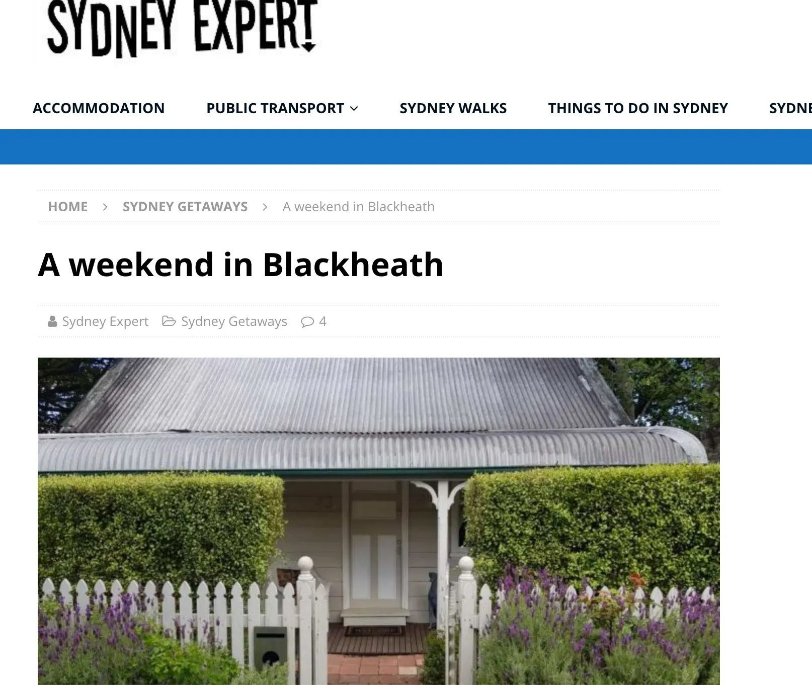 Sydney Expert article: A Weekend in Blackheath, featuring Illalangi Boutique Cottage